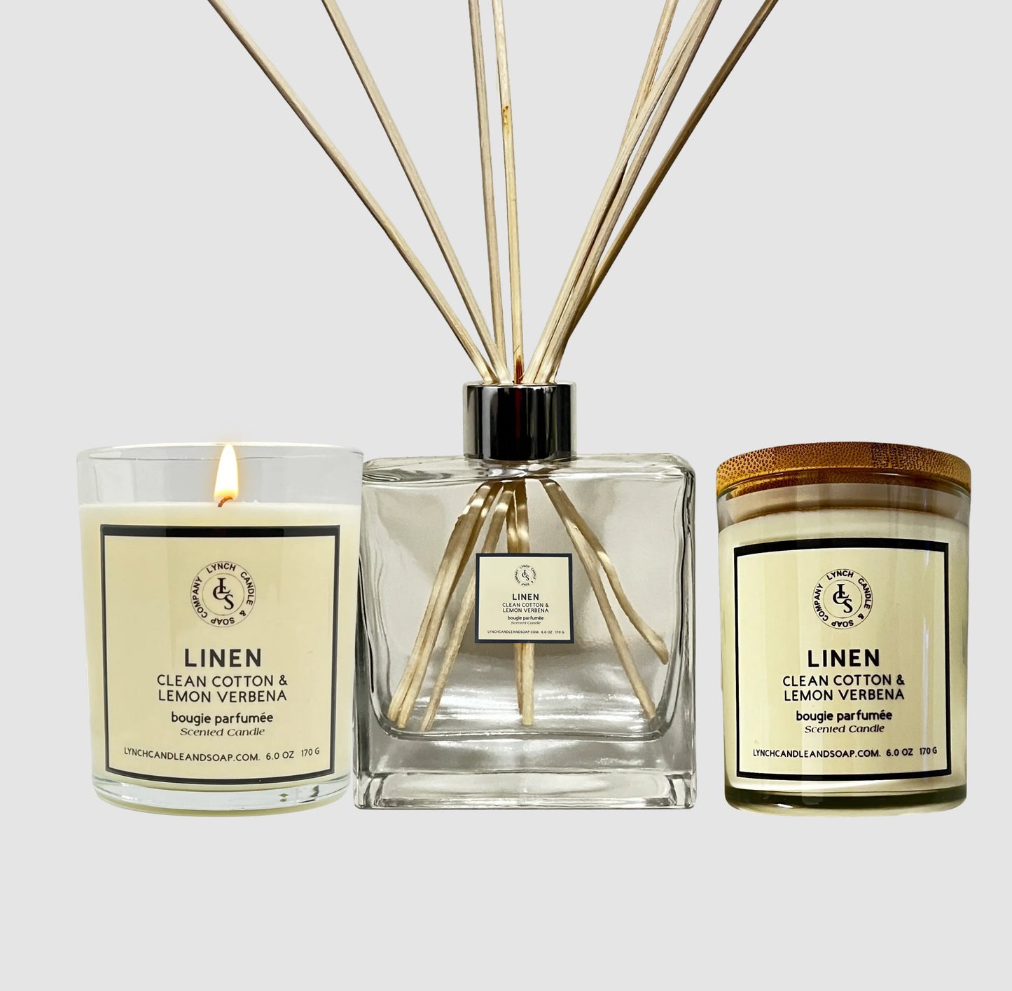 Linen - Lemon Verbena & Cotton Diffuser + Candle + Soap