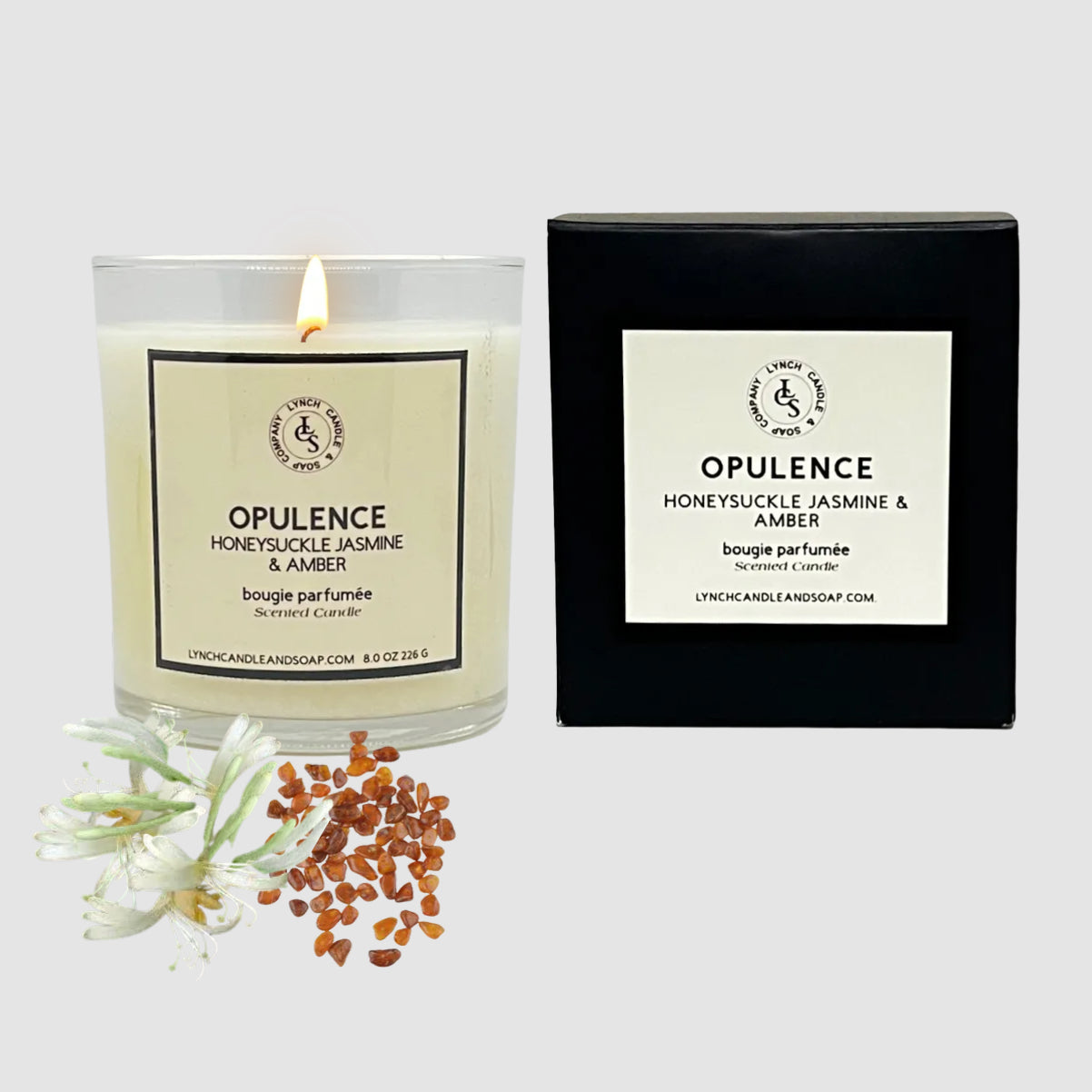 Opulence - Honeysuckle Jasmine + Amber Candle